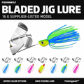 Skirted bladed jig lure set with silver metal blade and seven multicolor skirt strands