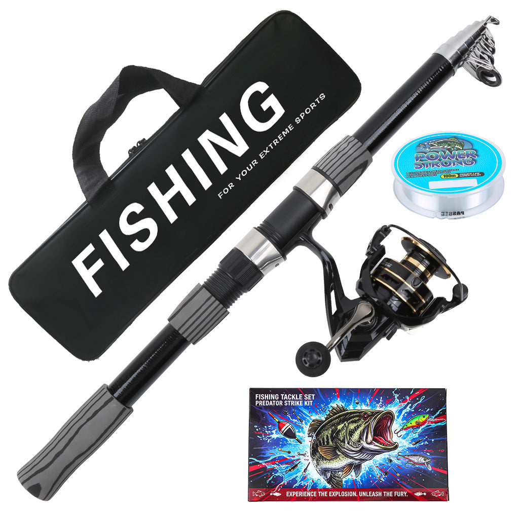 3 m telescopic spinning rod and reel travel set with carry bag