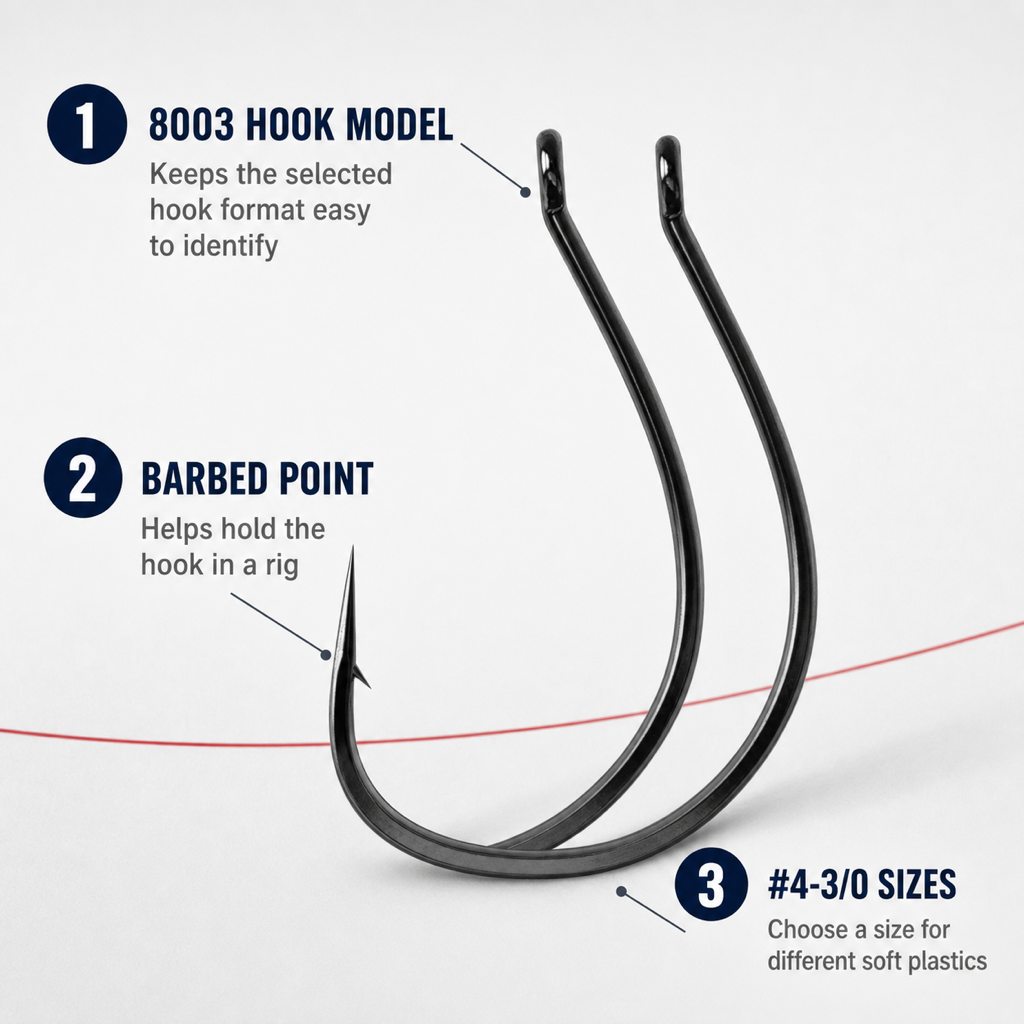 Fishingwolf authorized creative gallery | Key Features | Fishingwolf Wacky Rig Hooks - Barbed Alloy Soft-Plastic Hooks, #4-3/0, 10/20-Pack Options for Wacky and Drop-Shot Rigs