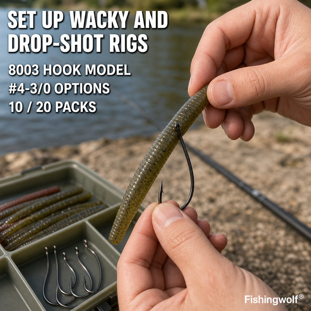 Fishingwolf authorized creative gallery | Lifestyle | Fishingwolf Wacky Rig Hooks - Barbed Alloy Soft-Plastic Hooks, #4-3/0, 10/20-Pack Options for Wacky and Drop-Shot Rigs