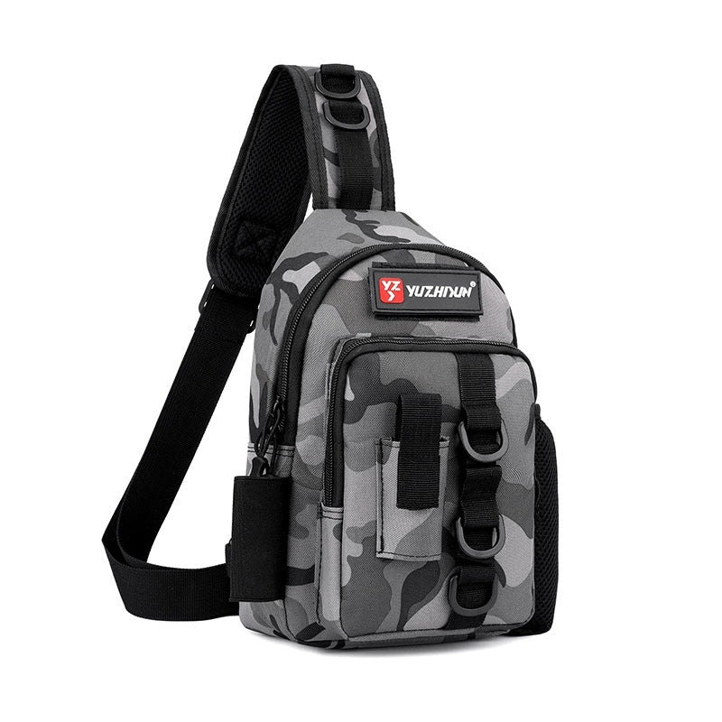 Gray camouflage waterproof fishing sling bag
