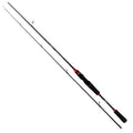 Carbon-fiber fishing rod with straight handle, black blank and red accent rings