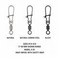 Fishingwolf authorized creative gallery | Options | Fishingwolf Snap Swivel with Safety Snap - Quick-Change Lure Connector, #14-5/0, 17-69 mm, Natural and Black Options