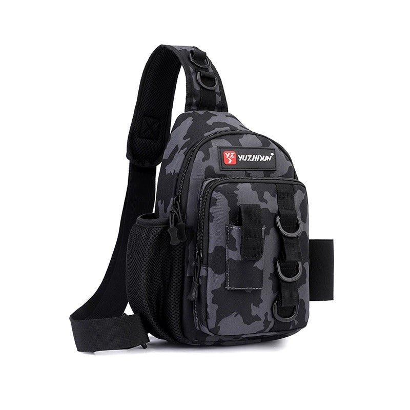 Black camouflage waterproof fishing sling bag