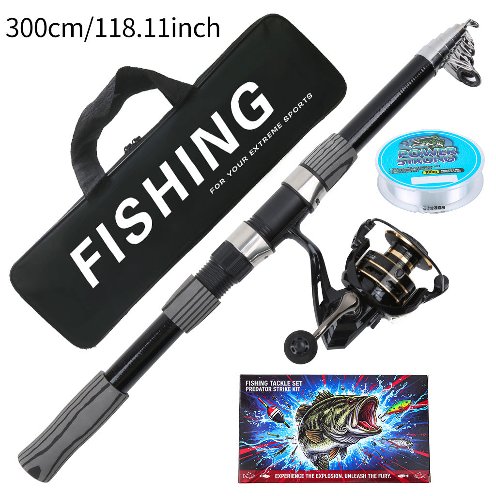 3 m telescopic spinning rod and reel set with length marking