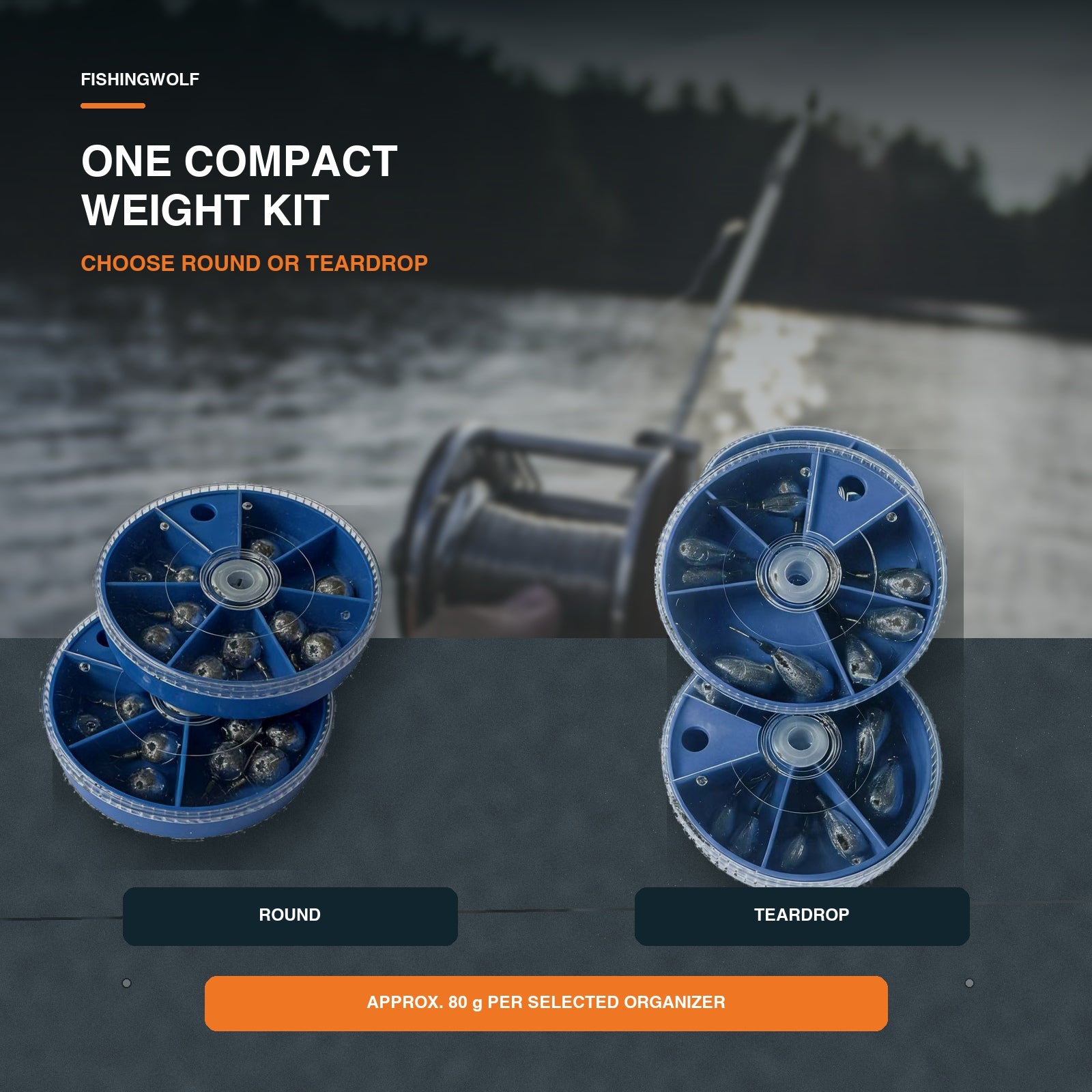 Round or teardrop drop shot weight organizer options on a boat