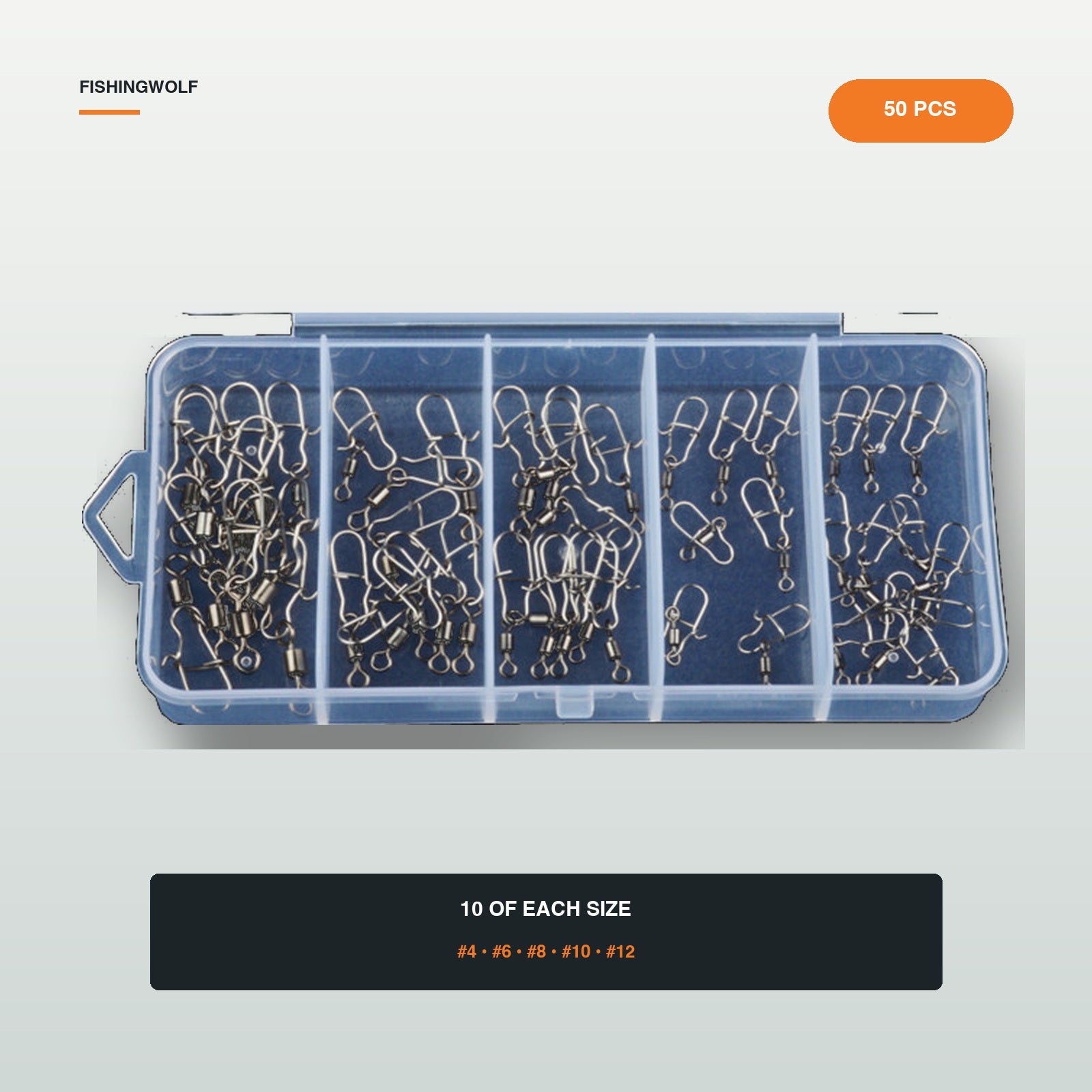 50-piece fishing snap swivel assortment variant