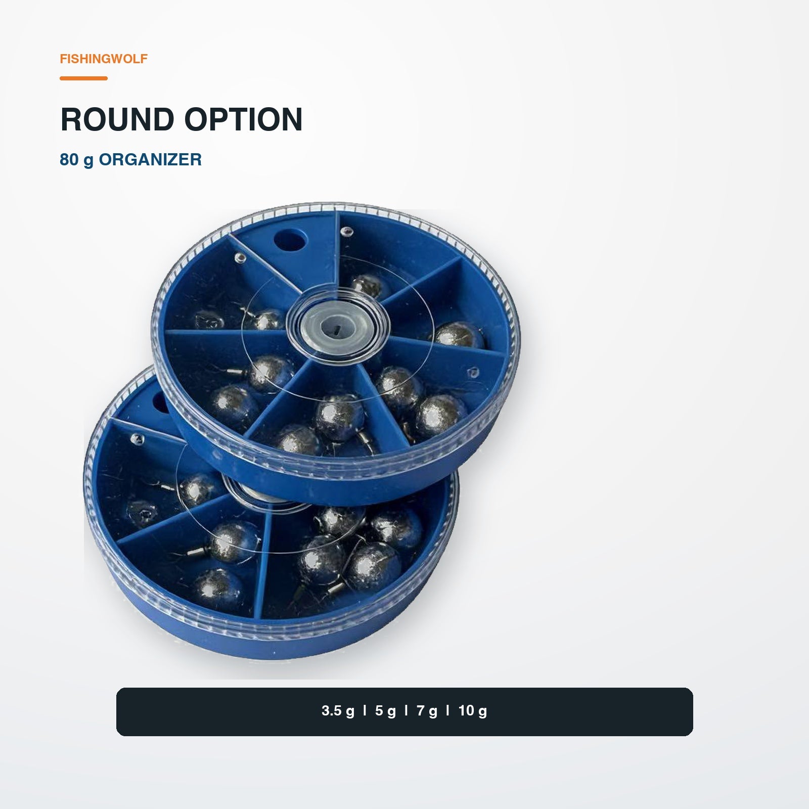 Round drop shot weight assortment 80 gram organizer variant