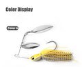 Color A spinnerbait set: chrome blades, yellow head, and black-speckled light skirt