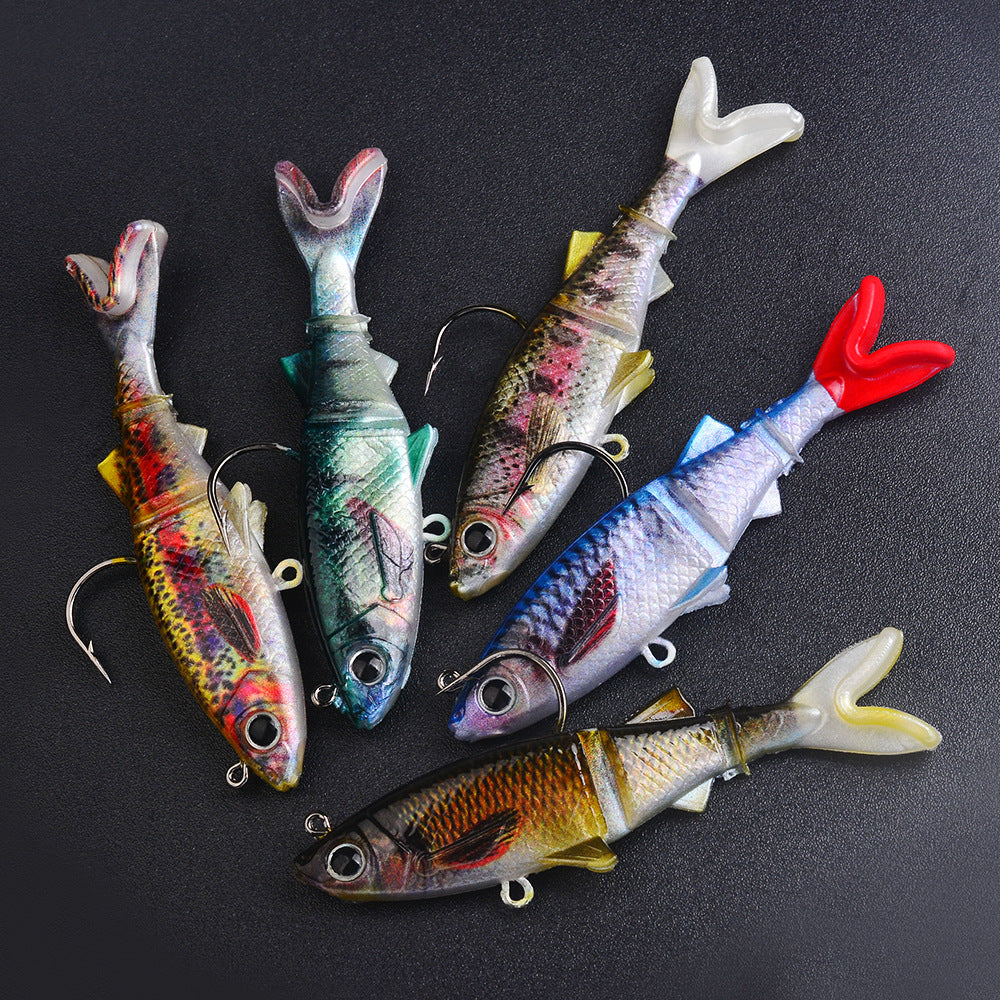 Fish-shaped soft swimbait jig lures, assorted colors with curved hook and jig head
