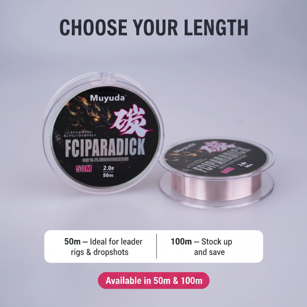 Pink fluorocarbon leader line spools, choose 50m or 100m length