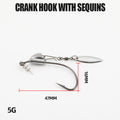 Crank fishing hook with sequins, 5g, 47mm wide-gap single hook