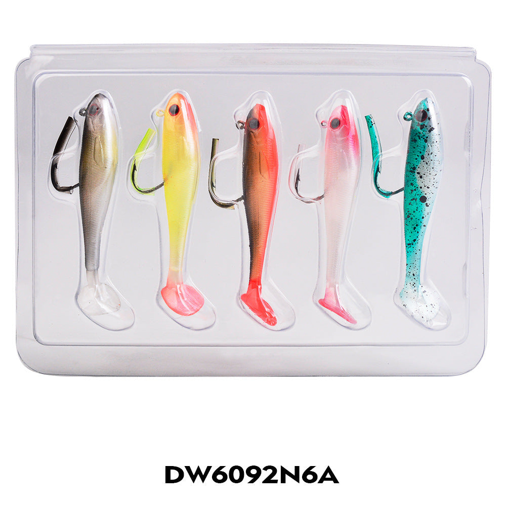 Paddle tail soft swimbaits 5-pack DW6092N6A: green, yellow, orange, red, teal